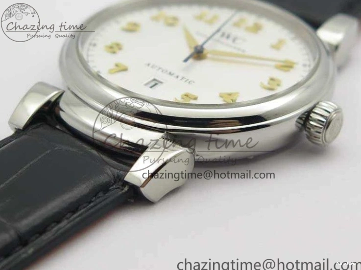 MIROTIME 0415 WaterResistant Da Vinci IW356601 SS MKF 1:1 Best Edition White Dial On Black Leather Strap A 7232